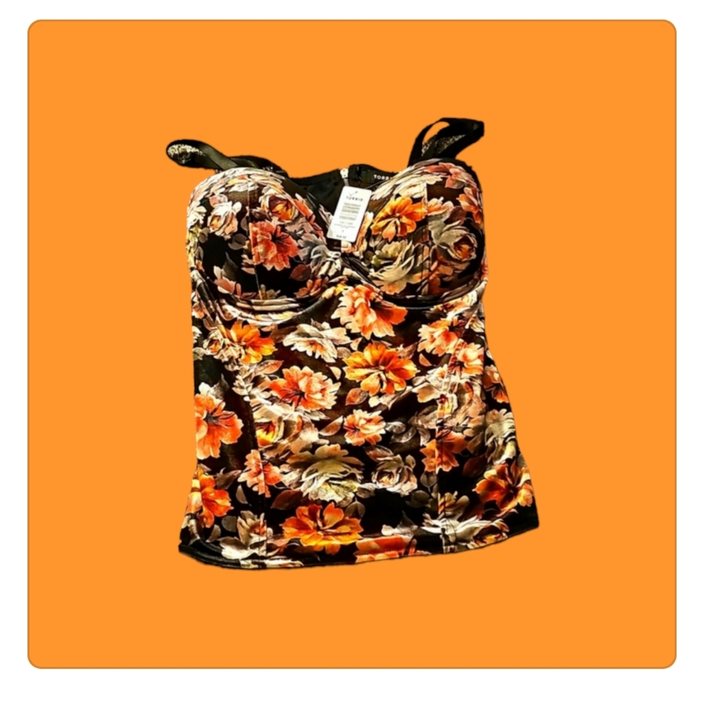 Torrid Sexy-Velvet Floral ZipUp Corset NWT $48 Size 2